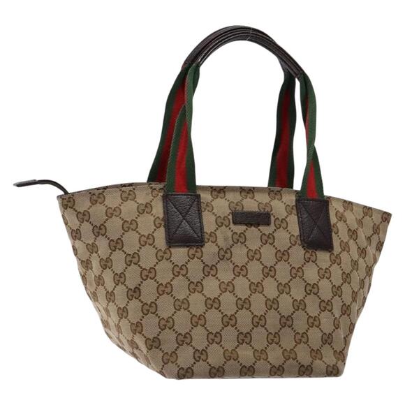 GUCCI GG Canvas Web Sherry Line Hand Bag Beige Red Green - Picture 1 of 16